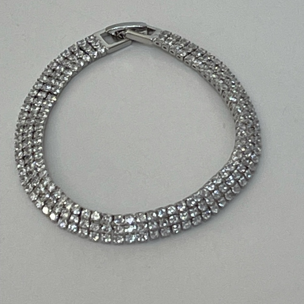 Luxury 925 Sterling Silver Tennis Women’s Bracelet Bangle - Picture 1 of 4